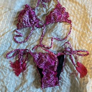 Brazilian cut pink bikini